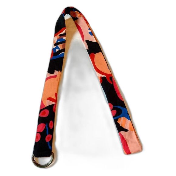 ABSTRACT FLORAL Reversible Modern D Ring Fabric Belt Womens 34 x 1.5 inches - Picture 10 of 11